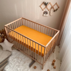 Husa saltea patuț bebe copii din muselină 120 x 60 cm, mustar
